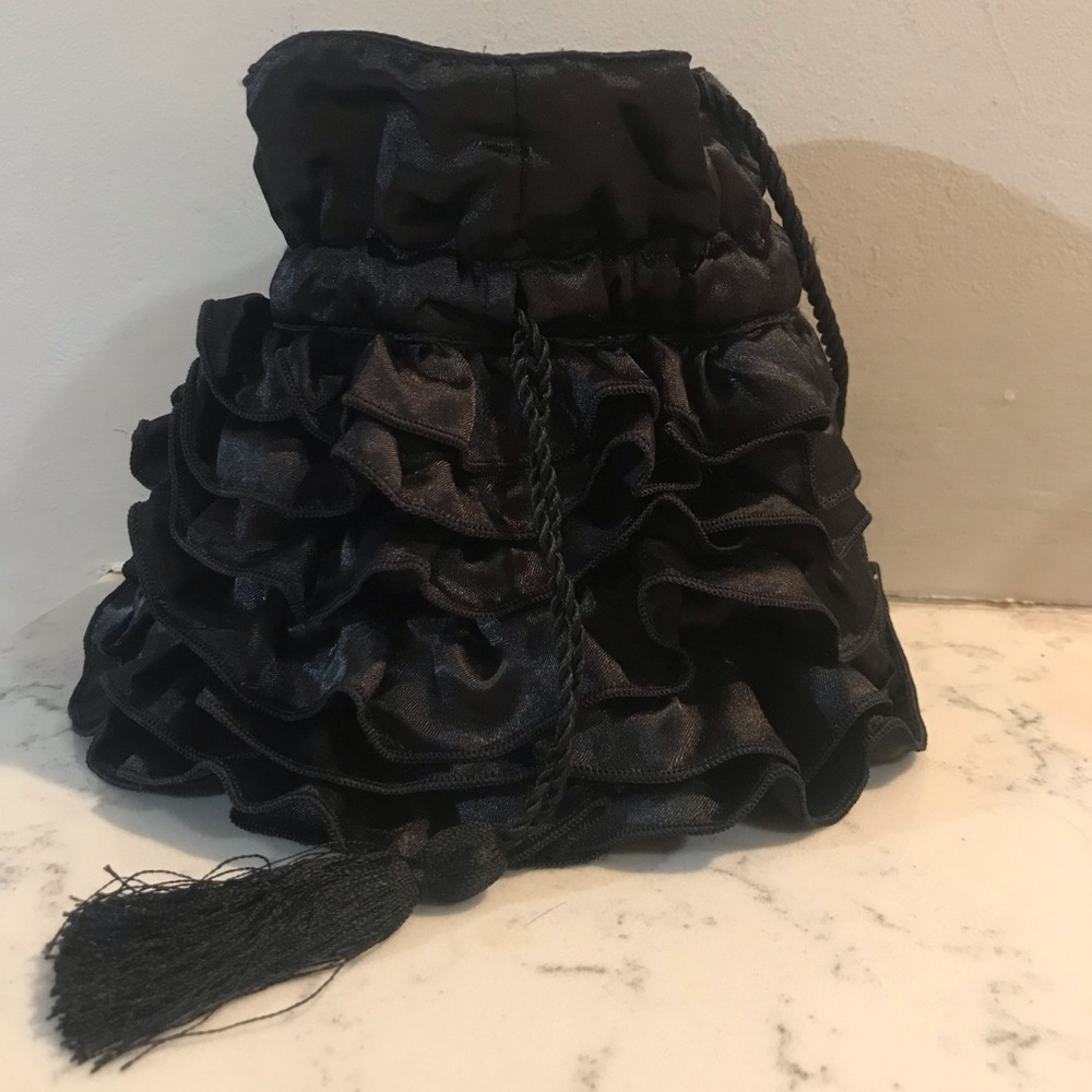 H&M ruffled black shoulder bag